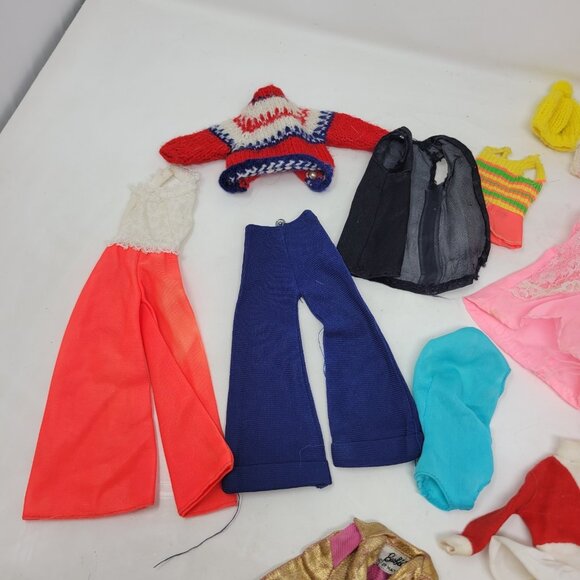 Vintage Lot Of Barbie Doll Mixed Clothes Coat Dress Sweater Swimsuit Jumpsuit - Picture 2 of 12